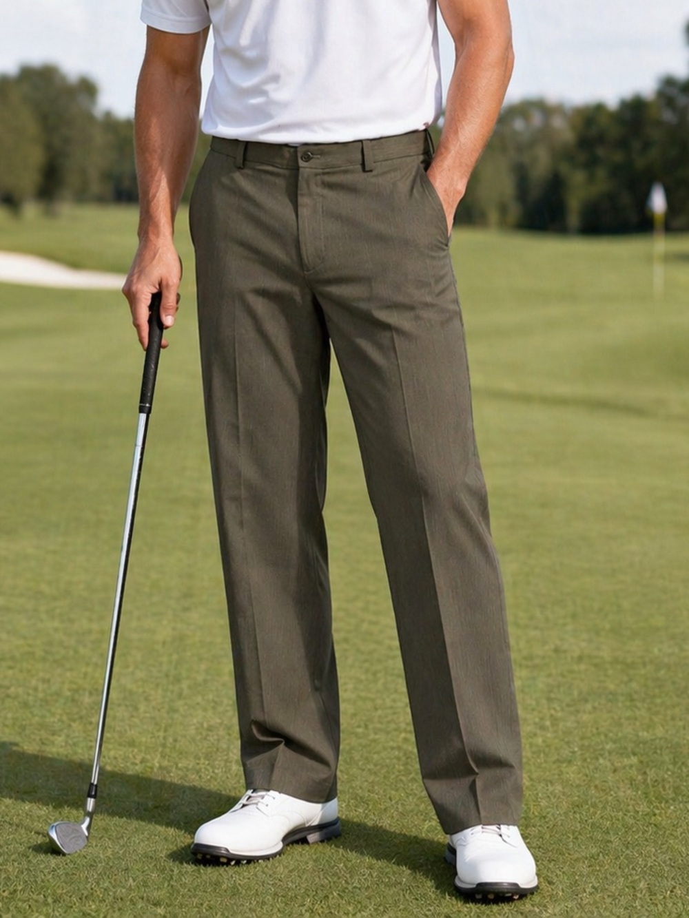 IZOD Performance Stretch Pants Olive Green Golf Straight 34x30 Fits 34x29.5